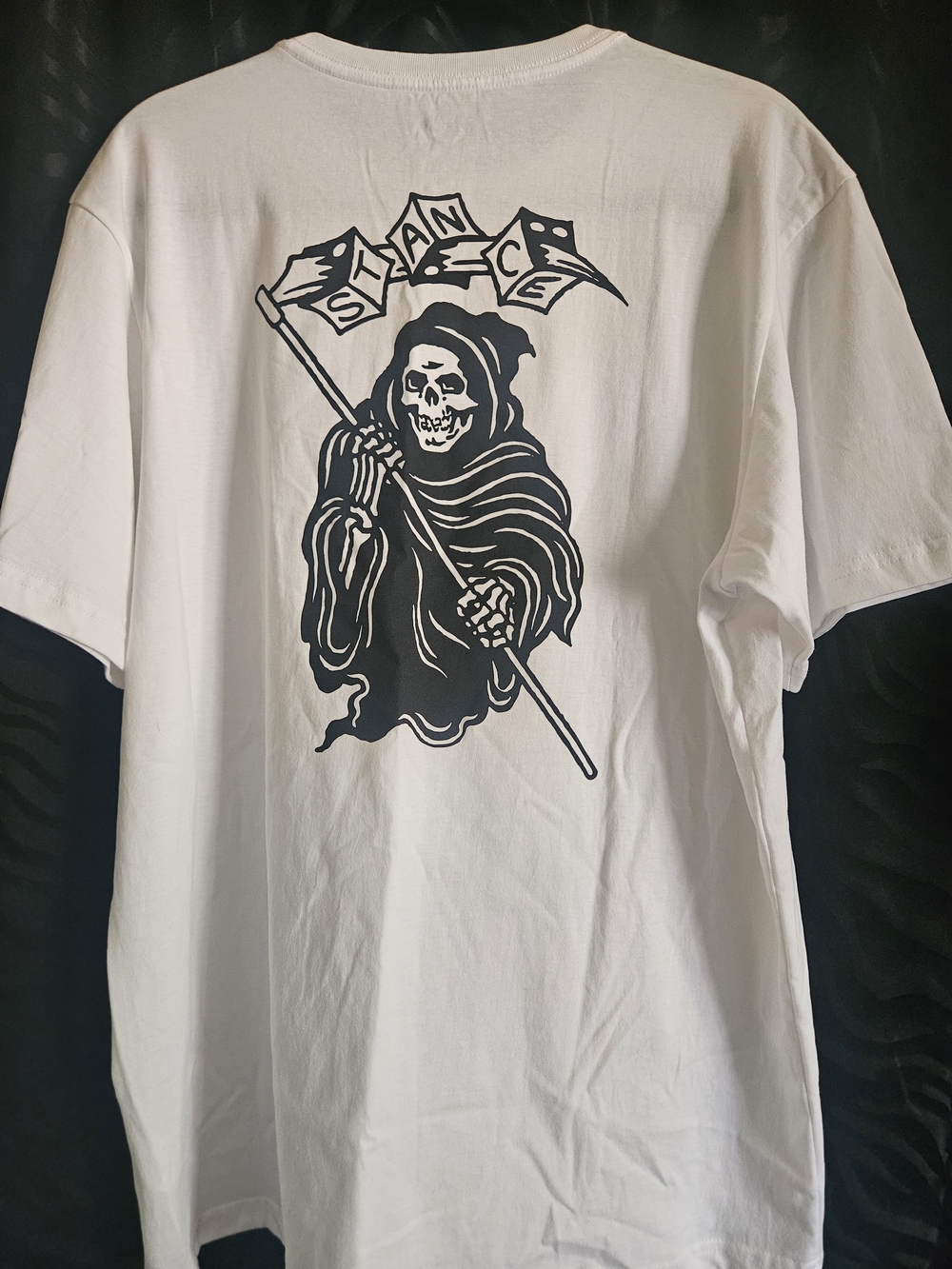 Stance White Short-Sleeve Tee with Black Grim Reaper Graphic